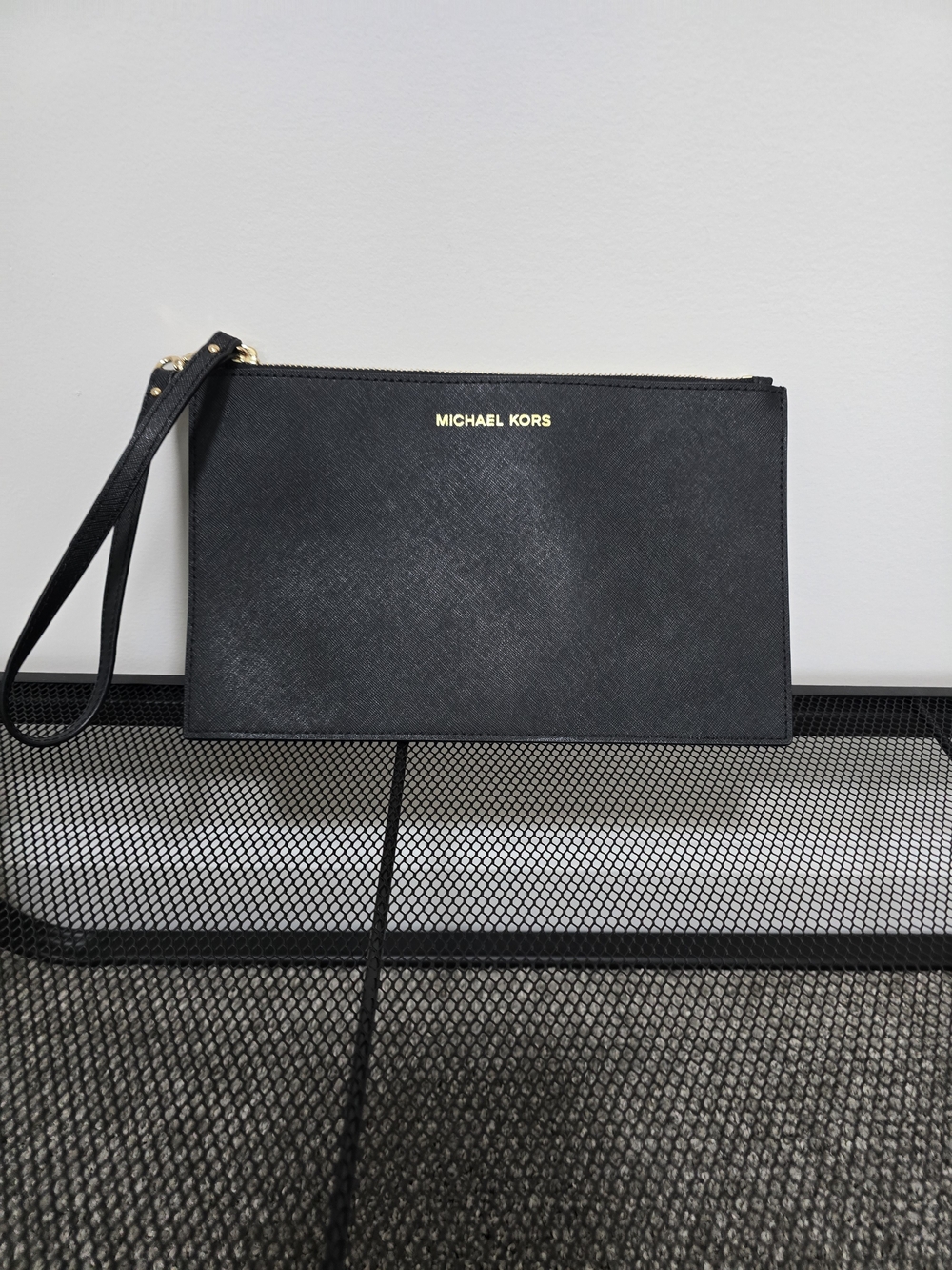 Michael Kors Black Saffiano Leather Wristlet Clutch